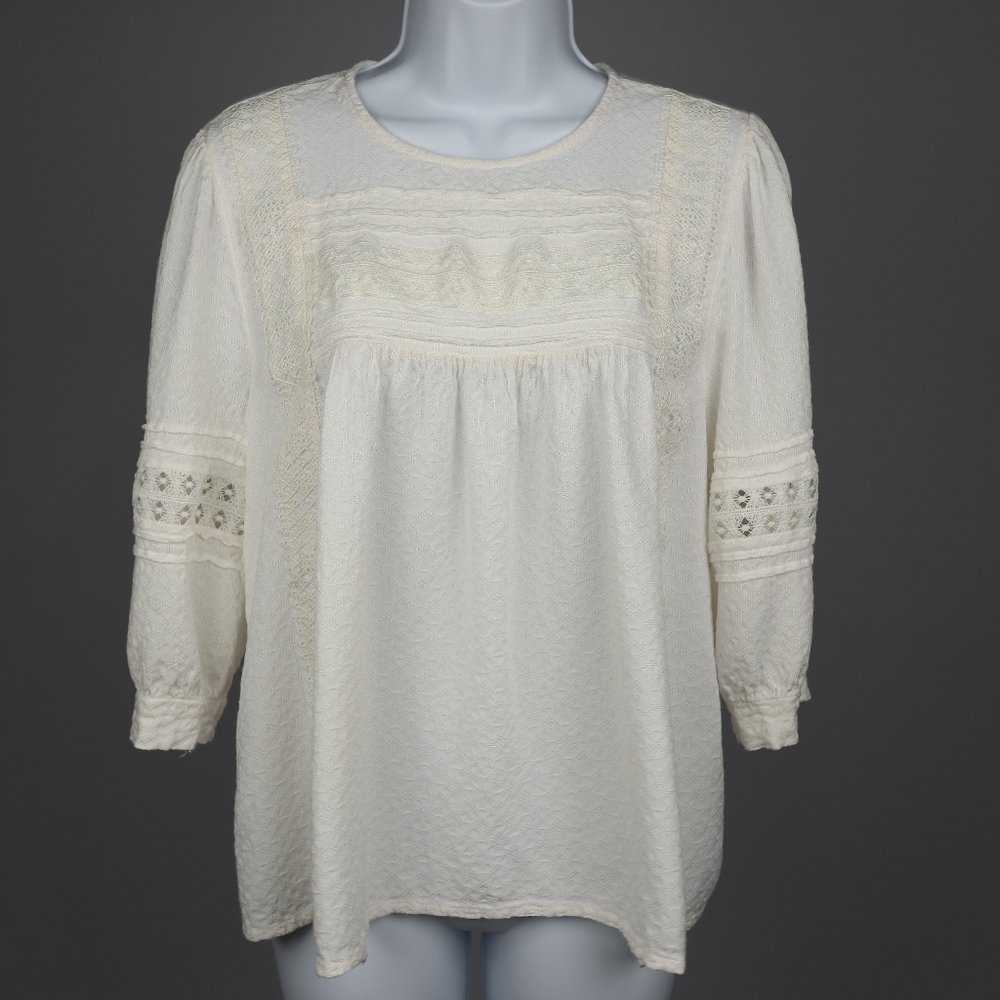Time And Tru Womens M 8-10 White Blouse